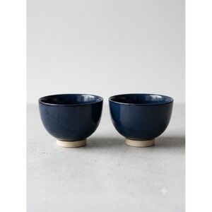 INFUSE Cobalt Blue Ceramic Stoneware Small Dip Sauce Bowls Set of 2 Glossy Glaze